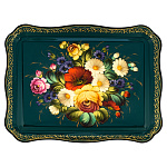 202966/48*37см-Поднос сувенирный "ЦВЕТЫ" (фон зел)