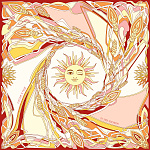 500058 Сувенирный платок "Золотые дары", 65*65, 70% шёлк 30% вискоза МД Нины Ручкиной