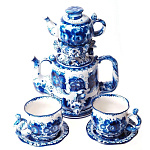 7612 Гжель Чайный набор "Кадриль"на 2 персоны,6 предм. Авт. Черновы