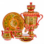 Чайный сервиз на 6 персон с самоваром "Предания старины". Хохлома, фотография 1. Интернет-магазин ЛАВКА ПОДАРКОВ