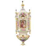 Киот настенный "Казанская Божья Матерь". Гжель 20х54 см