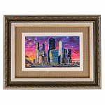 0072634 КАРТИНА НА ПЕРЛАМУТРЕ "МОСКВА-СИТИ" 40*30 см