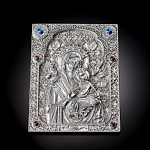  Иконка карманная, серебрение, камни."БМ Страстная"6*7см