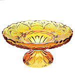 0054878/SN Хрусталь БЛЮДО БОЛЬШОЕ НА НОЖКЕ ЖЕЛТЫЙ /12