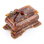 0059624-НП/осьминог  Изделия из янтаря ШКАТУЛКА "ПРЯМОУКОЛЬНАЯ" 15*6*10см