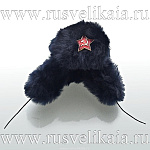 0027422  Сувенир МАГНИТ "ШАПКА УШАНКА" со звездой  (иск.мех)