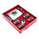 0057377 НАБОР подарочный "ГЕРБ" средний :ФЛЯГА+4 СТОПКИ