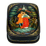 0060948/11*8см  Лаковая миниатюра Палех ШКАТУЛКА "Парочка" Бахирева