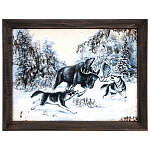 202896/30*40 см Береста КАРТИНА "ДОСТОЙНЫЙ СОПЕРНИК" , Авт.работа