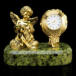 0139103/часы Бронза Скульптура "Ангел-водолей" подст.дерево