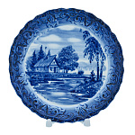 201220 Гжель ТАРЕЛКА декоративная "ЛЕТО В ДЕРЕВНЕ" d-17.5 см