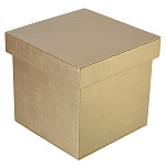 Подарочная упаковка из экокожи бронзово-перламутровая 16х16х16 см