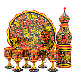 Питейный набор на 6 персон "Винный". Хохлома