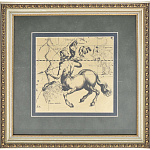 0037766-36*34см-СТРЕЛЕЦ  КАРТИНА сус.золото "ЗНАК ЗОДИАКА" BP3-NS blu/green (золото желтое)