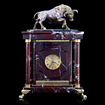 0052088  Нат камень Часы - Сейф из камня "БЫК" Мрамор под ЯШМУ малый 