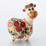 0057203/белая  Хохлома СИМВОЛ ГОДА 2021 КУДРЯШКА МУ  (фарфор)