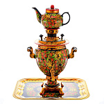 0016455-3л-желудь- Самовар Тульский электрический "Хохломская роспись" 3л