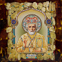 Икона янтарная "Николай Чудотворец" 24х26 см, фотография 2. Интернет-магазин ЛАВКА ПОДАРКОВ