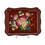 201190 Поднос сувенирный "ЦВЕТЫ" (фон терракот )45*35