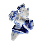 0037270 Гжель Скульптура"КОШКА ПЕРВОКЛАССНИЦА" Авт.Иван и Ирина Карпухины 