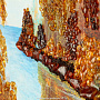 Картина с янтарем и каменной крошкой "Золотая осень" 60х80 см, фотография 2. Интернет-магазин ЛАВКА ПОДАРКОВ
