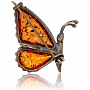 Брошь с янтарной вставкой "Бабочка", фотография 1. Интернет-магазин ЛАВКА ПОДАРКОВ
