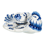 0023239/коб Гжель Пасхальница "ПЕТУШОК" с солонкой