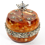 25100-б Янтарь Шкатулка "Зима" Бронза