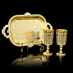 201462 Златоуст Набор две рюмки на подносике