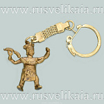 0027868 Бронза Сувенир БРЕЛОК "ПОВАР С СОСИСКАМИ" 4см  