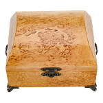 0080334 Нат.дерево ШКАТУЛКА "Ларчик с ручками" 16*12*12см Карельская береза