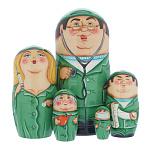 0027331-5м  Нат.дерево МАТРЕШКА "ВРАЧ" 19см 5 мест 050542