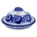 0069031 Гжель Блинница"ЯГОДЫ" 23*13 Авт.Черновы Л.и В