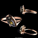 820267/2,030г  Серебро 925* КОЛЬЦО вст.Янтарь позолота