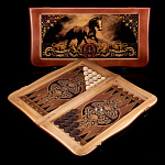  -55*27*7см  НАРДЫ резные с рисунком ВОРОНОЙ rez-102