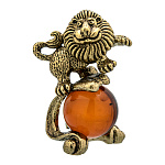 0080568 Скульптура из бронзы с янтарем "Знаки зодиака. Лев"178.1