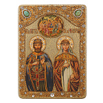 0065398-RTI-648.5m/21*29см Икона подарочная "Петр и Феврония" мор.дуб  в ПУ 