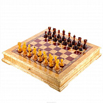  Шахматы деревянные из карельской березы (фигуры из янтаря) 
