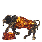 0055914/2-175 Янтарный сувенир СИМВОЛ ГОДА 2021г БЫК НА СКАЛЕ малый