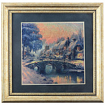 0048098/21*21-син КАРТИНА сус.золото"Рождеств. пейзаж"1330-858 (золото ж/б)паспарту синее