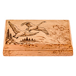 0061569 Нат.дерево Шкатулка "Лебеди", карельская береза