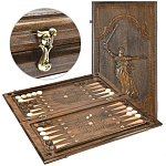 0013574 Нарды резные "МАМАЕВ КУРГАН" нат. дерево 30*60см ПРЯМЫЕ