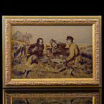 Панно-гравюра "Охотники на привале". Златоуст 36х26 см