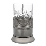 100558 Подстаканник никелированный с черн. РУССКИЙ