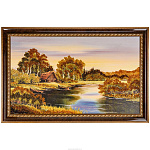 Янтарная картина "Утро на реке" 102х66 см