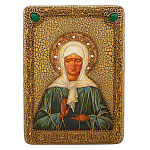 0065394 Подарочная икона "Блаженная старица Матрона Московская" на мореном дубе 21х29 см RTI-645-4.m