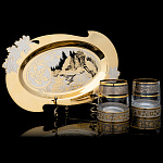 201641 Златоуст НАБОР ВОДОЧНЫЙ на 2 персоны с подносом, в П/У