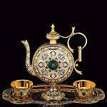 0022181 Златоуст Набор Блюдо+Кувшин-фляга+2 пиалы Кабошоны (138) В П/У