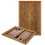 200128/165-14 Нарды+Шашки "Жар-птица" из массива черного дуба 36*46см