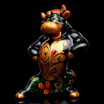 0066330 Хохлома СИМВОЛ ГОДА 2021 Бык "Красавчик"7*10 см (фарфор)